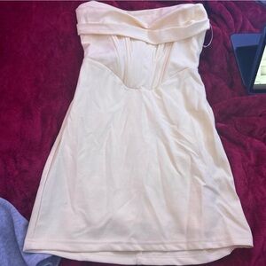 Lulu's Cream Strapless Dress